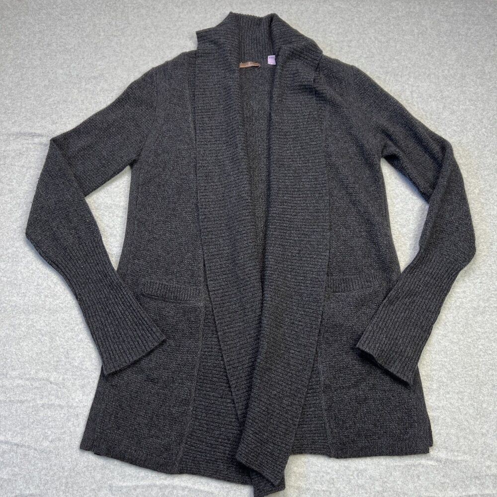 Cullen Open Front Long Sweater Size Small 100% Cashmere Gray Knit Pockets Cozy